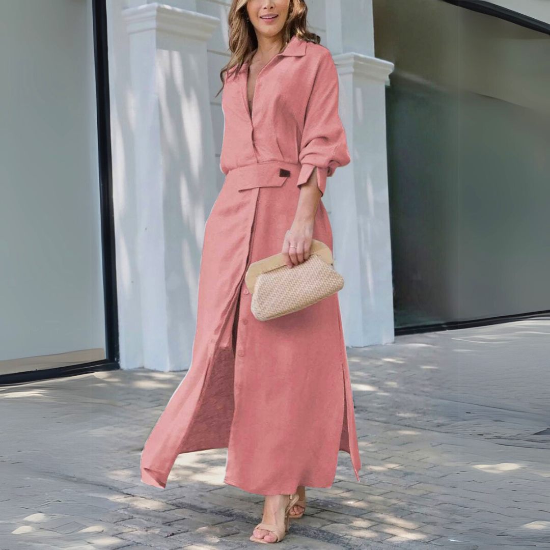 Jeanette™ | Elegantna duga haljina sa V izrezom