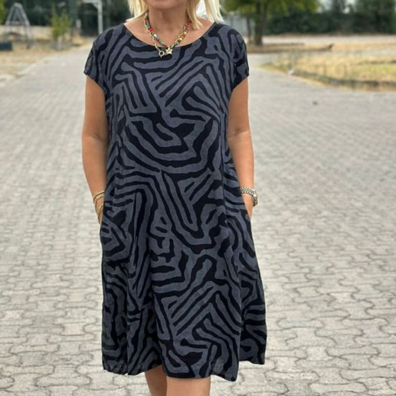 Nelia | Ljetnja haljina okruglog izreza sa prelijepim printom za žene