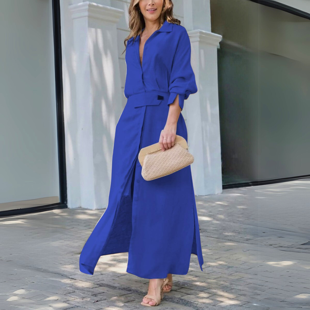 Jeanette™ | Elegantna duga haljina sa V izrezom