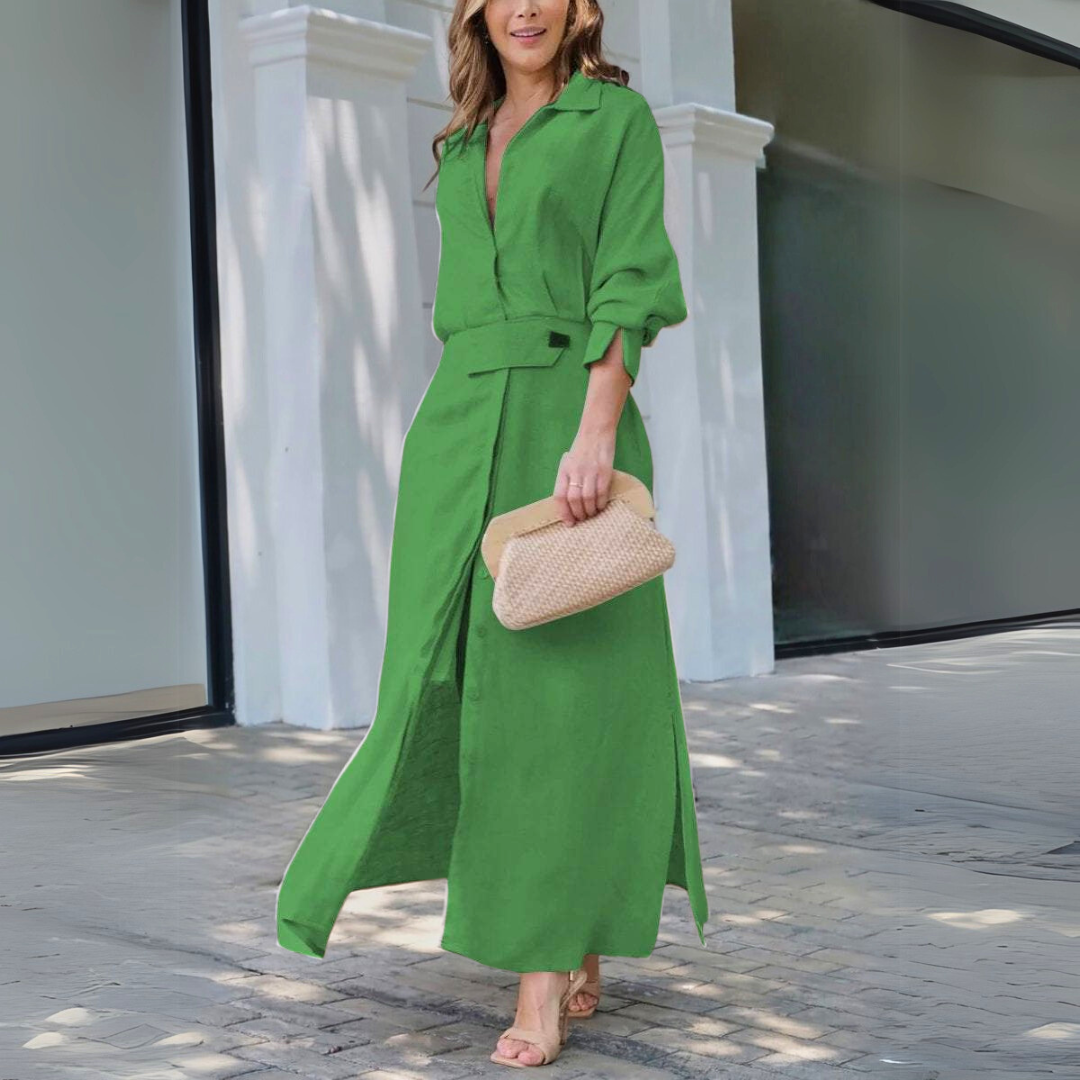 Jeanette™ | Elegantna duga haljina sa V izrezom