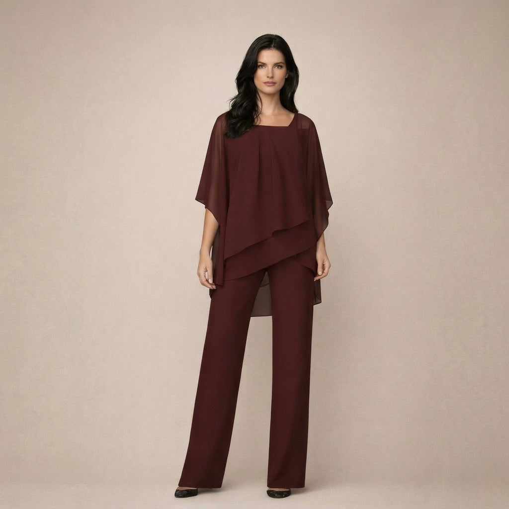 Clara – Elegantni komplet sa asimetričnom bluzom i pantalonama