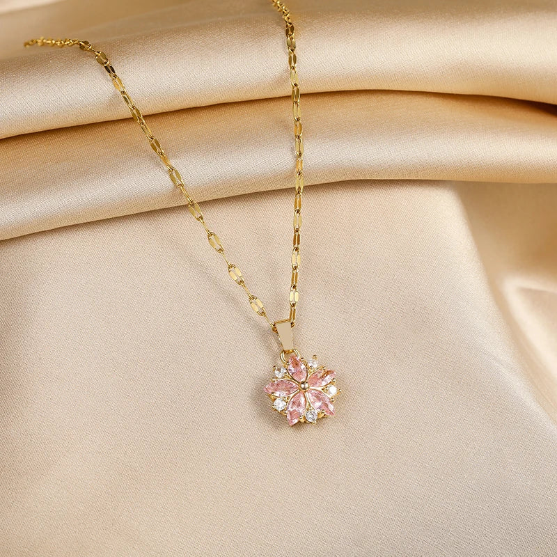 Ogrlica Sakura Rose Romantique, nehrđajući čelik