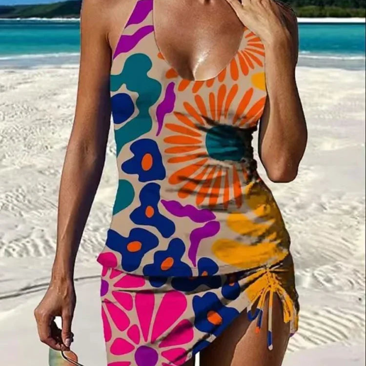 Filipa – Tankini sa grafičkim cvjetnim printom i šorcem, efekat ravnog stomaka