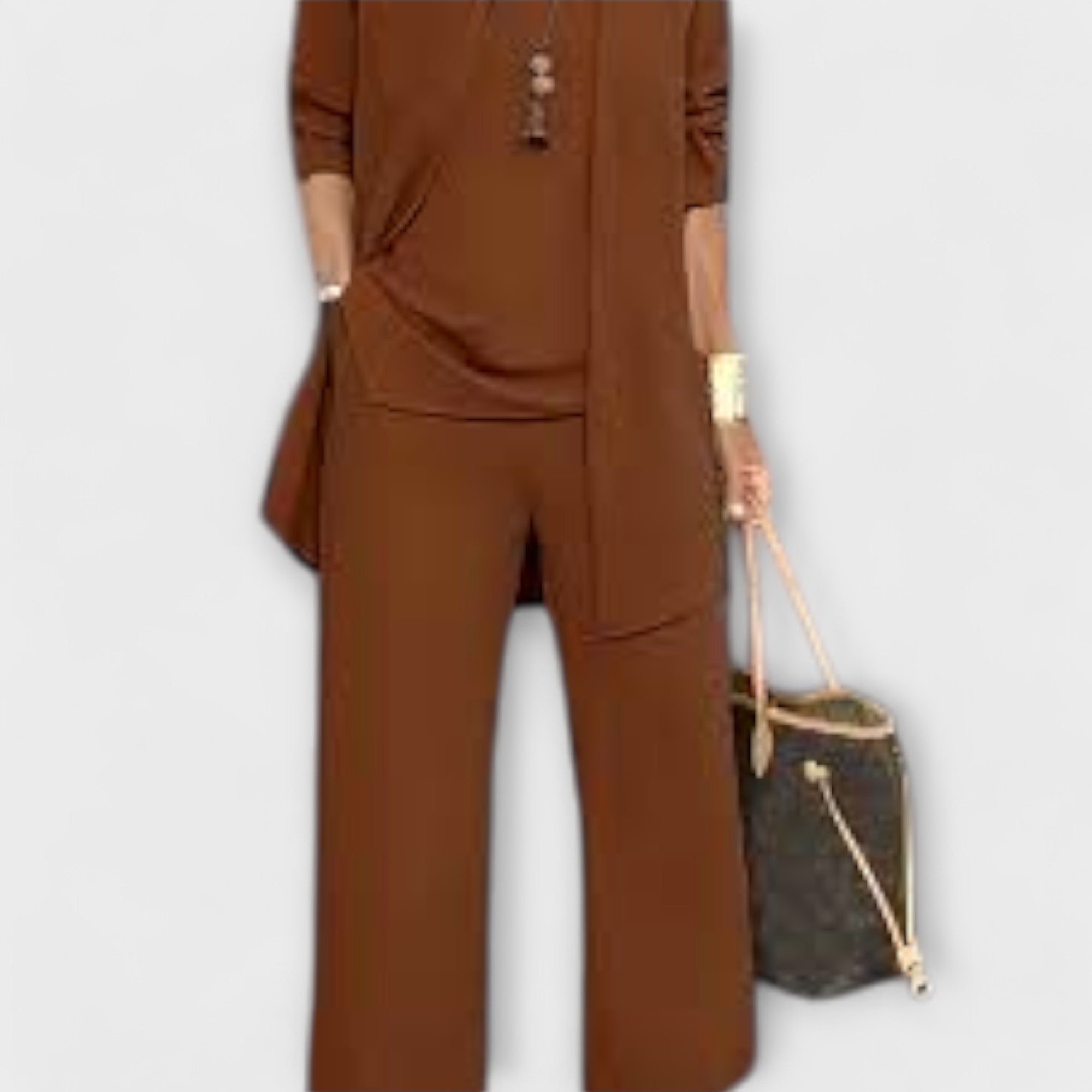 Helena – Komplet sa topom i pantalonama – Braon