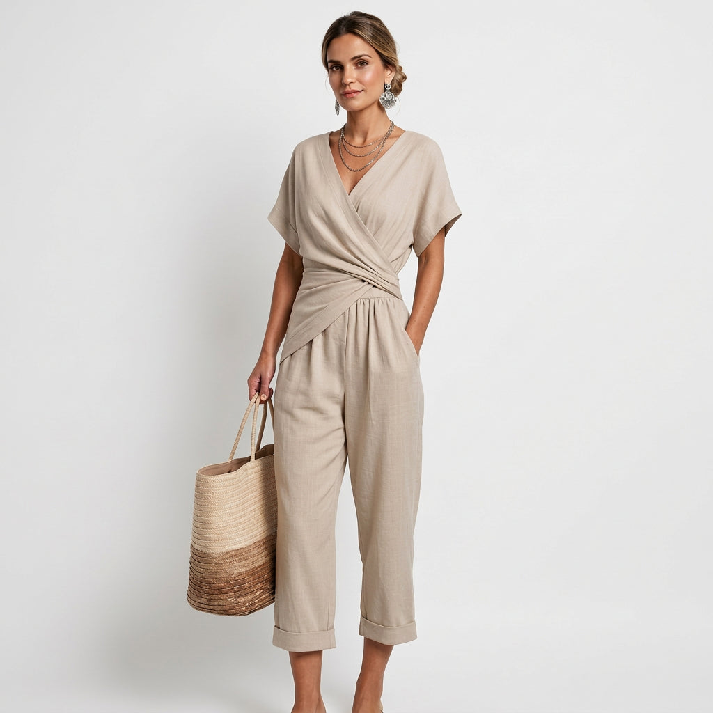 Catarina – Komplet sa bluzom i pantalonama – Bež model