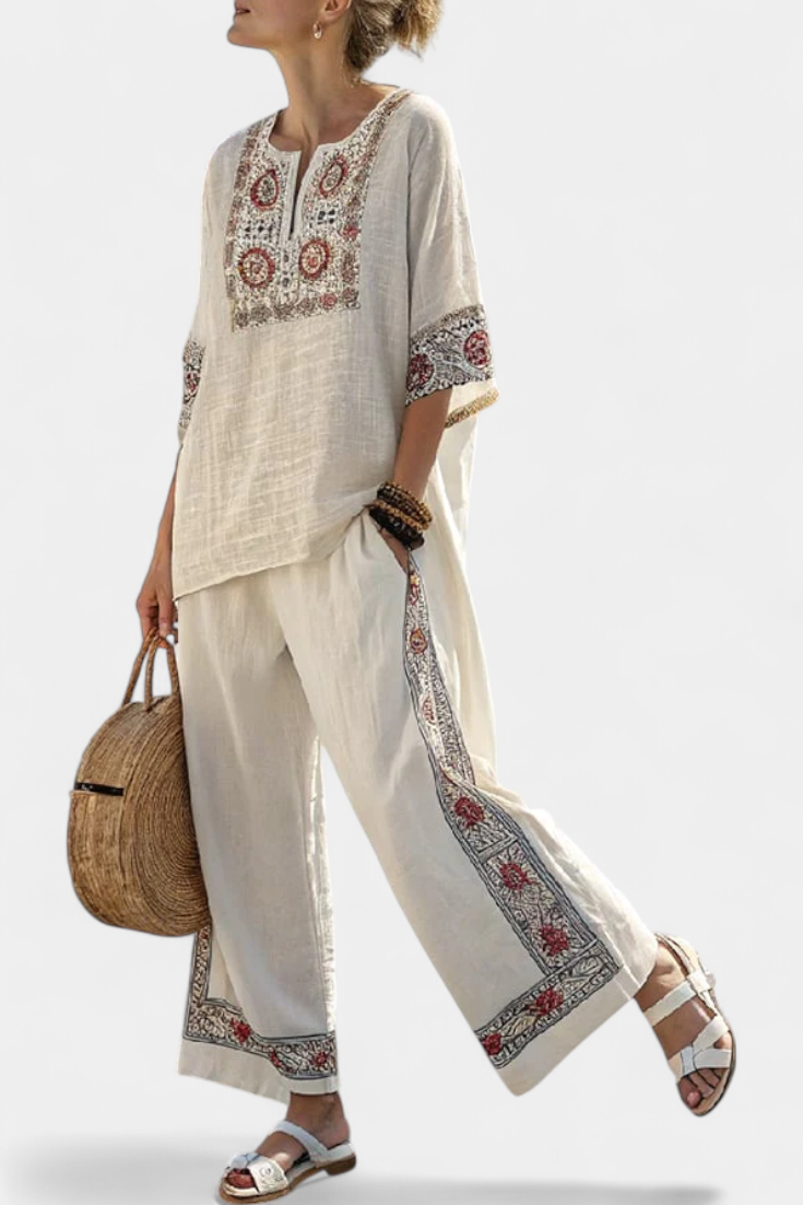 Amália – Boho komplet sa bluzom i pantalonama