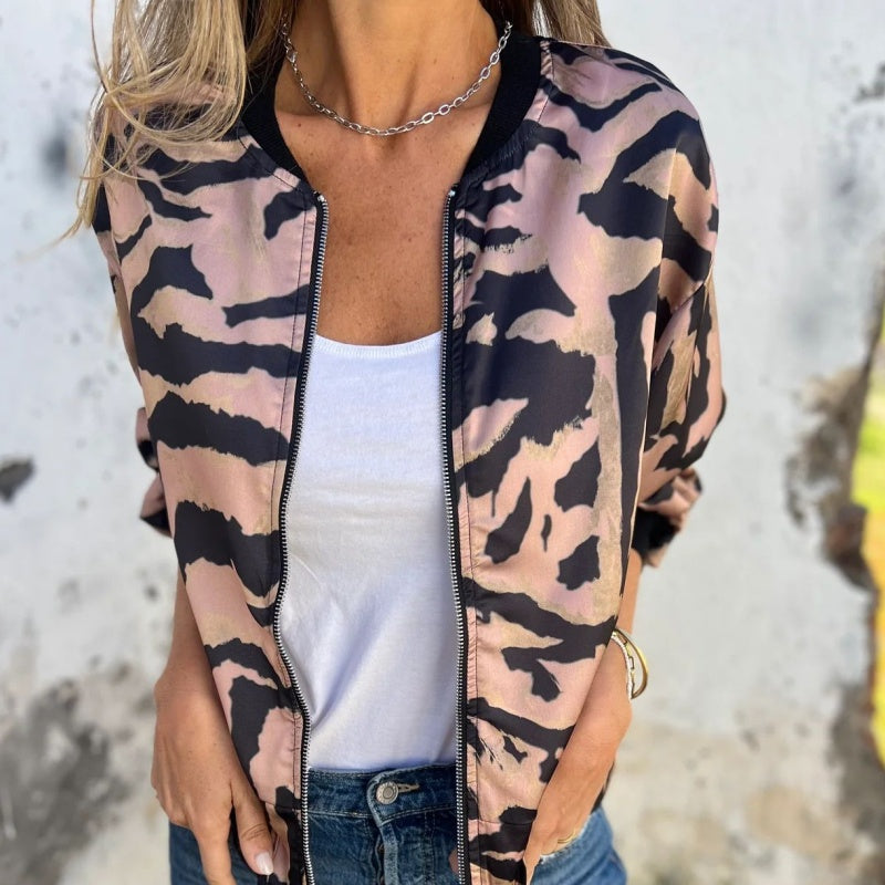 Zaira™ | Prolećna jakna sa zebra rajsferšlusom