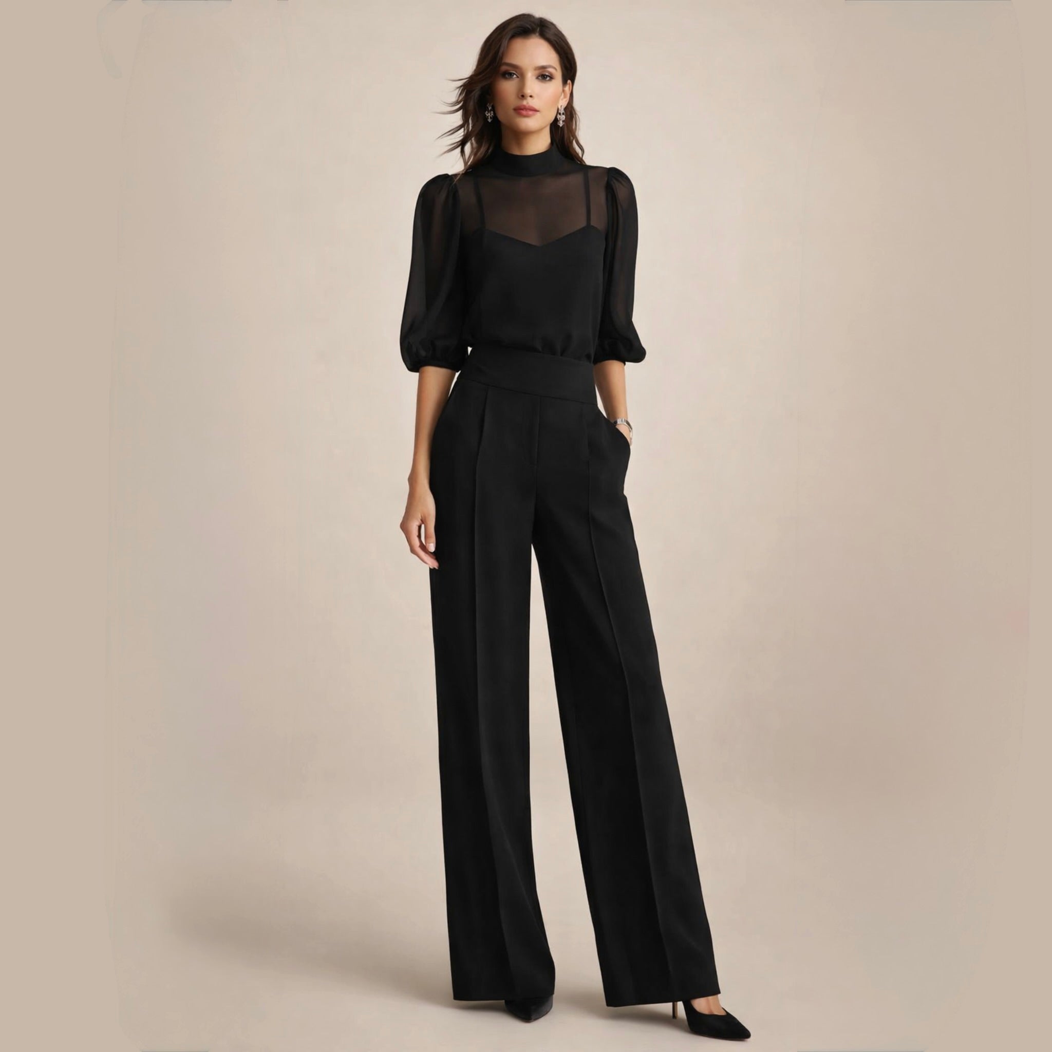 Catarina – Komplet sa bluzom i pantalonama – Crna